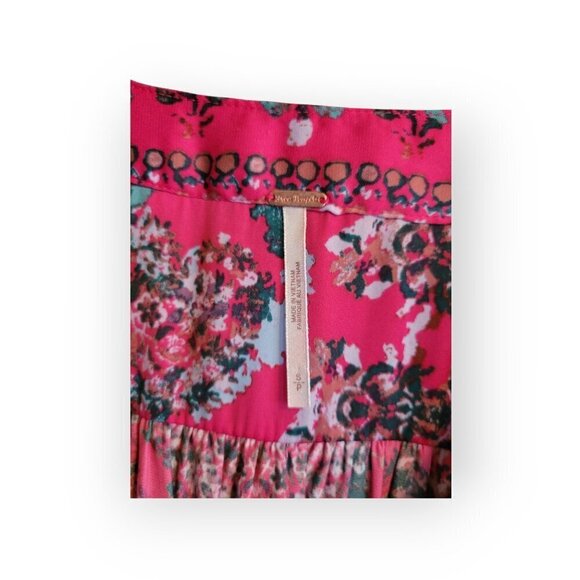 Free People Fuchsia Balloon Sleeve Blouse Size S - Picture 6 of 13